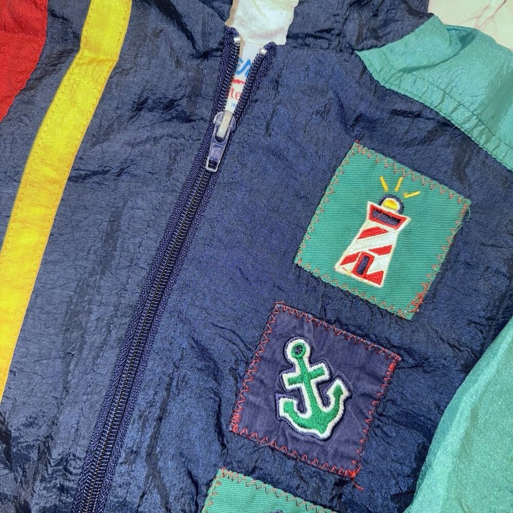 Vintage Carters 18 Months Sailor Nautical Jacket Hooded Windbreaker - Picture 2 of 5